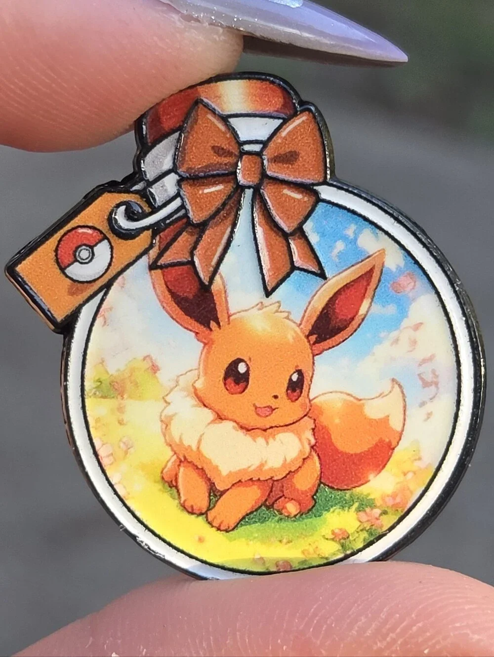 Pokemon Eevee Orange and White Enamel Pet Charm